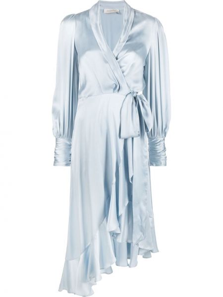 Hedvábné koktejlové šaty Zimmermann modré
