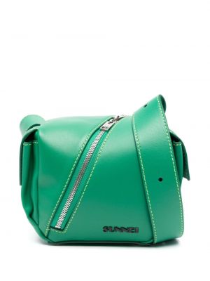 Δερμάτινη τσάντα ώμου Sunnei πράσινο