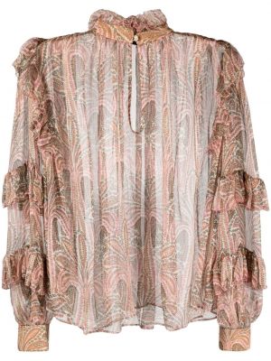 Блуза с принт с волани с пейсли десен Etro розово