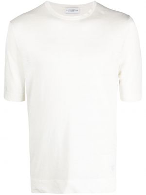 Ленена тениска с кръгло деколте Ballantyne бяло