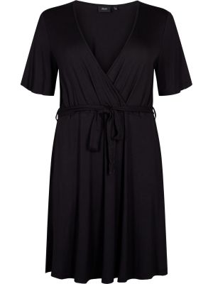 Jednofarebné viskózové priliehavé šaty Zizzi - čierna
