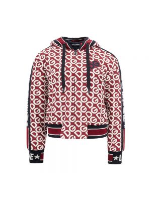 Pikowana bluza z kapturem Dolce And Gabbana czerwona