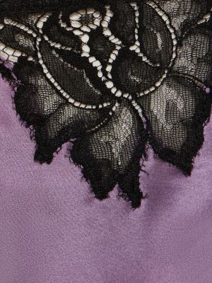 Krajkové hedvábné kalhotky string Fleur Du Mal fialové