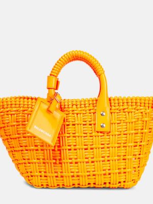 Плетени шопинг чанта Balenciaga оранжево