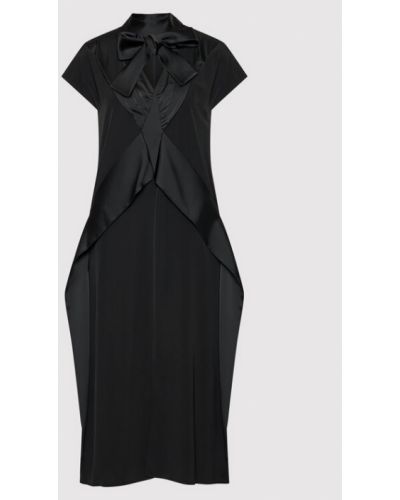 Saténové koktejlové šaty Victoria Victoria Beckham - černá