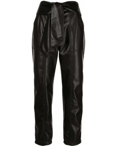 Pantaloni din piele Jonathan Simkhai negru