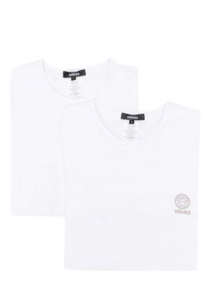 Chemise en coton à imprimé Versace blanc