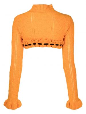 Woll strickjacke mit rüschen Cormio orange