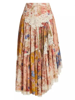 Хлопковая длинная юбка в цветочек с принтом Zimmermann