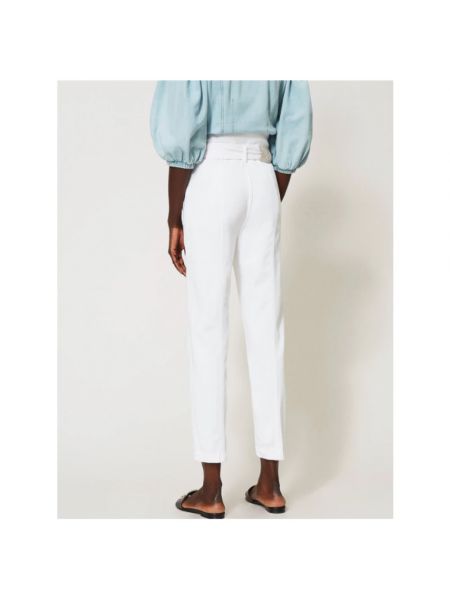 Pantalones de cintura alta Twinset blanco