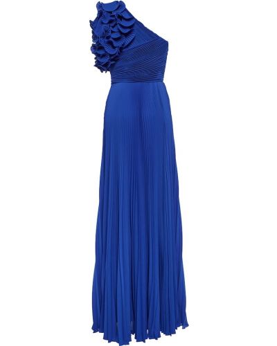 Plisované šifonové dlouhé šaty Elie Saab modré