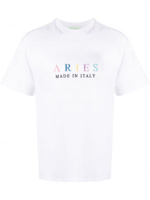 T-shirt brodé en coton Aries blanc