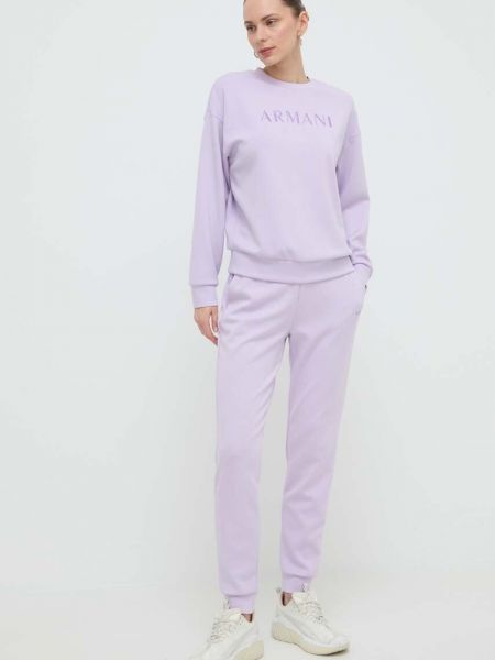 Bluza z nadrukiem Armani Exchange fioletowa