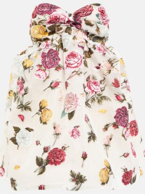 Haljina s cvjetnim printom Oscar De La Renta bijela