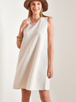 Lniana sukienka z otwartymi plecami Bianco Lucci