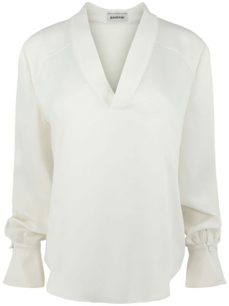 Сатенена блуза с v-образно деколте Simkhai бяло