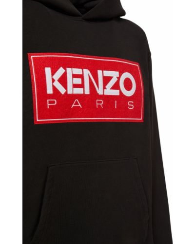 Pamut kapucnis melegítő felső nyomtatás Kenzo Paris fekete