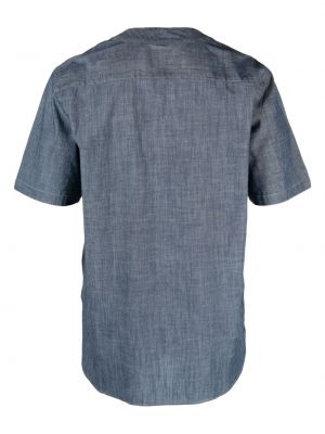 Bavlněná košile s výstřihem do v Universal Works modrá