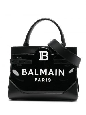 Lær shoppingbag Balmain svart