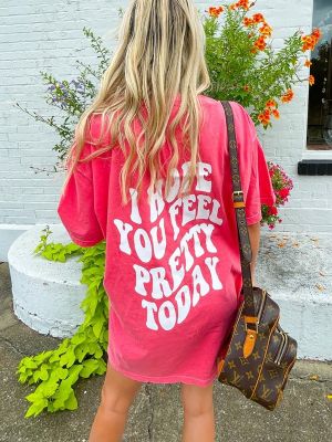 Oversized μπλούζα με σχέδιο με στρογγυλή λαιμόκοψη Madmext ροζ