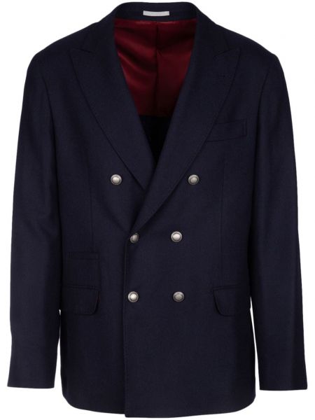 Dobbeltradet blazer Brunello Cucinelli blå