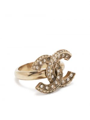 Žiedas su kristalais Chanel Pre-owned auksinė