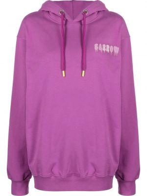 Raštuotas medvilninis džemperis su gobtuvu Barrow violetinė