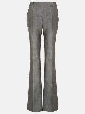 Vlněné rovné kalhoty s nízkým pasem Alexander Mcqueen šedé
