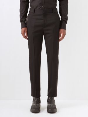 Узкие брюки-смокинг из шерстяной ткани de poudre Alexander McQueen черный