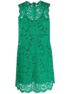 Obleka brez rokavov s čipko Dolce & Gabbana zelena