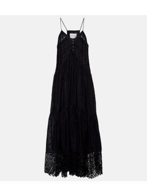 Pamučna maksi haljina s vezom Marant Etoile crna