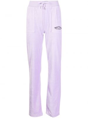 Welurowe haftowane spodnie sportowe Juicy Couture - fioletowy