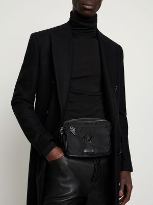 Найлонов кожаный колан Versace черно