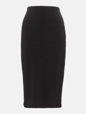 Midi sukně s vysokým pasem z polyesteru Norma Kamali - černá