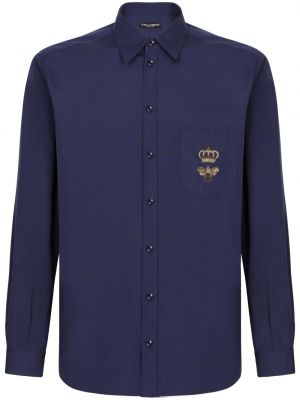 Bavlněná košile s výšivkou Dolce & Gabbana modrá