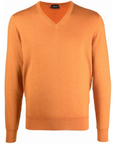 Jersey con escote v de tela jersey Drumohr naranja