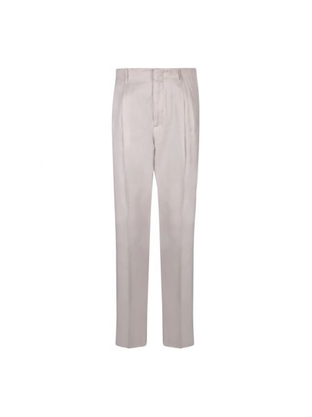 Lniane obcisłe spodnie z wiskozy Lardini białe