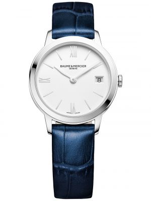 Часы с кожаным ремешком Baume & Mercier синие