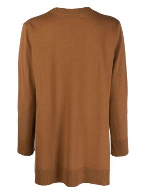 Sweter wełniany z okrągłym dekoltem Lamberto Losani brązowy
