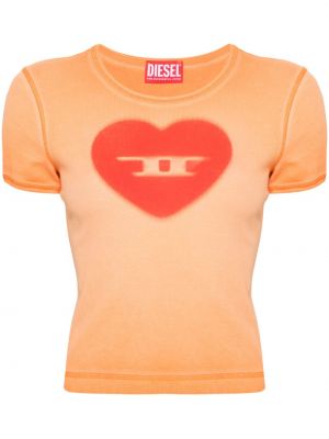 Bavlněné tričko Diesel oranžové