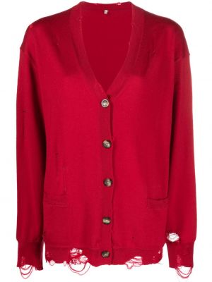 Cardigan di lana distressed in lana merino R13 rosso