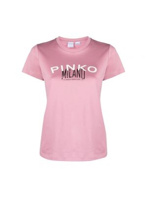 Koszulka z nadrukiem Pinko różowa