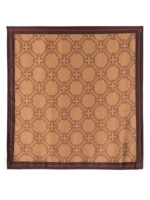 Echarpe en soie à imprimé à motif géométrique V°73 marron
