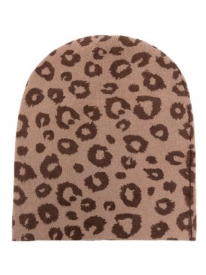 Kaschmir mütze mit print mit leopardenmuster Warm-me braun