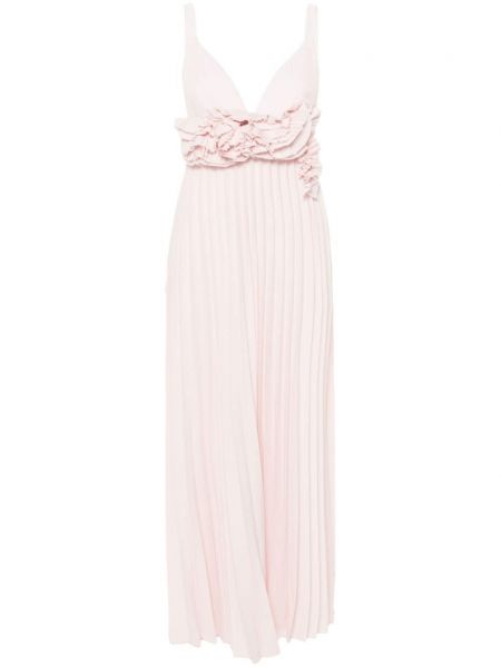 Плисирана коктейлна рокля на цветя P.a.r.o.s.h. розово