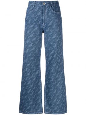 Voľné džínsy s vysokým pásom Maje modrá