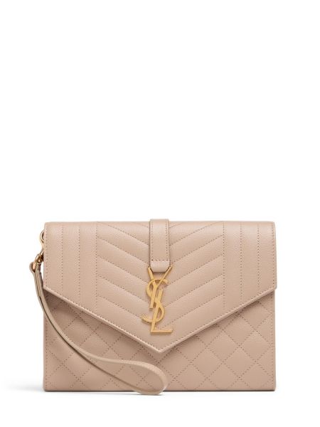 Färgad väska i läder Saint Laurent beige