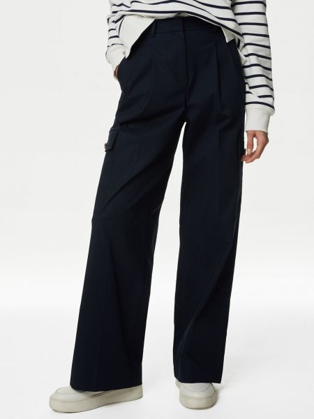 Kalhoty s vysokým pasem Marks & Spencer modré