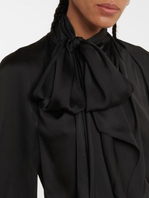 Satenska bluza Safiyaa črna