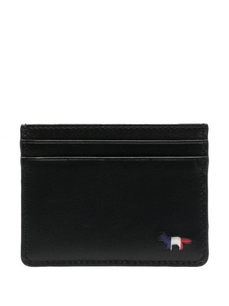 Kožená peňaženka Maison Kitsuné čierna
